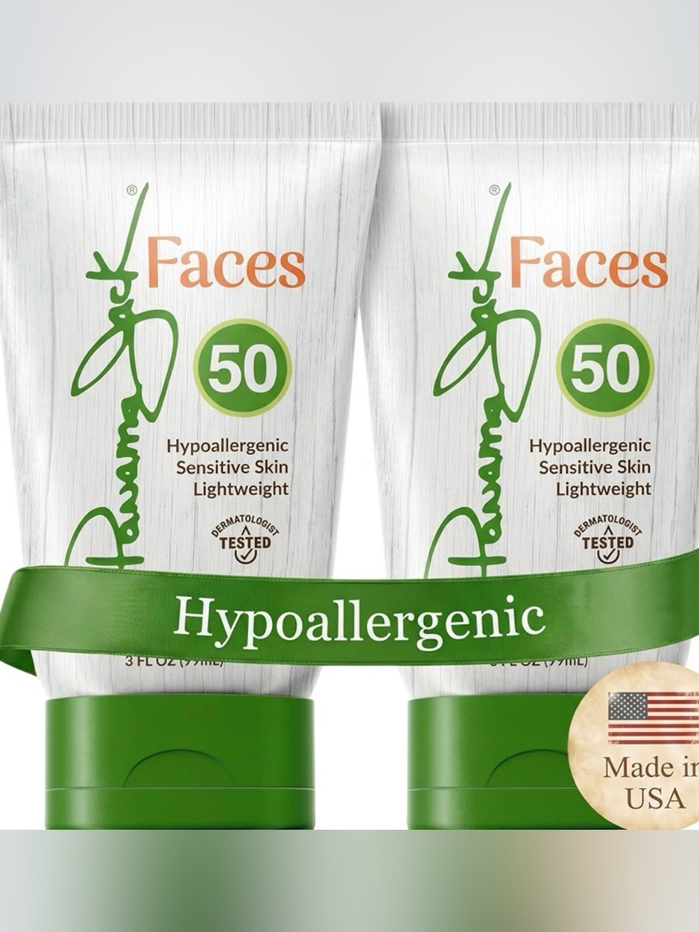 Panama Jack Faces SPF 50 Hypoallergenic Sunscreen - Green and White